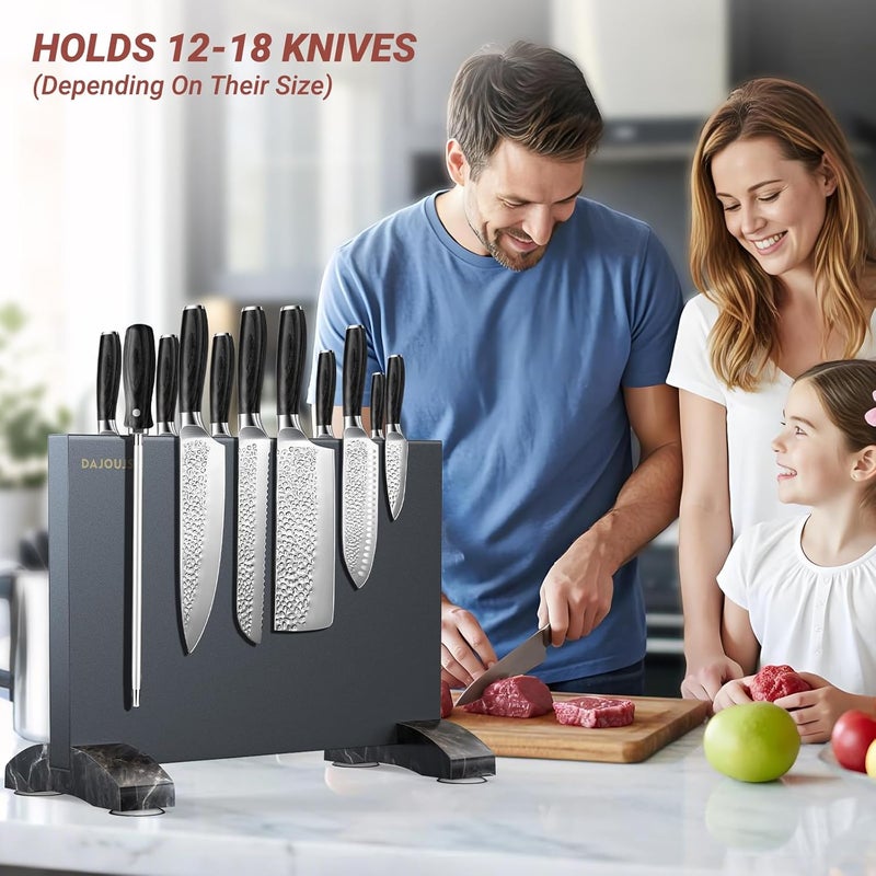 DAJOUJS Magnetic Knife Holder, Magnetic Knife Block without Knives, Strong Double Sided Magnet Knife Storage Strip for Kitchen Counter-Black - Image 2
